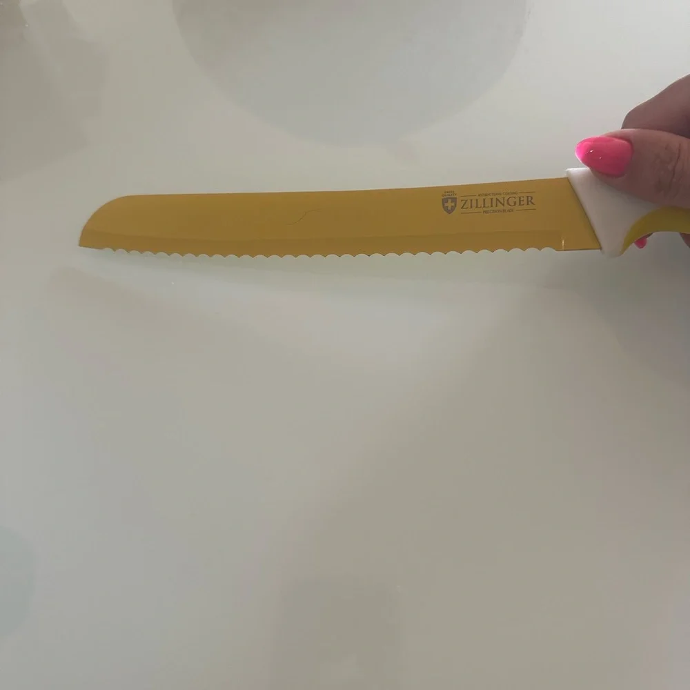 Yellow Serrated Kitchen Knife new